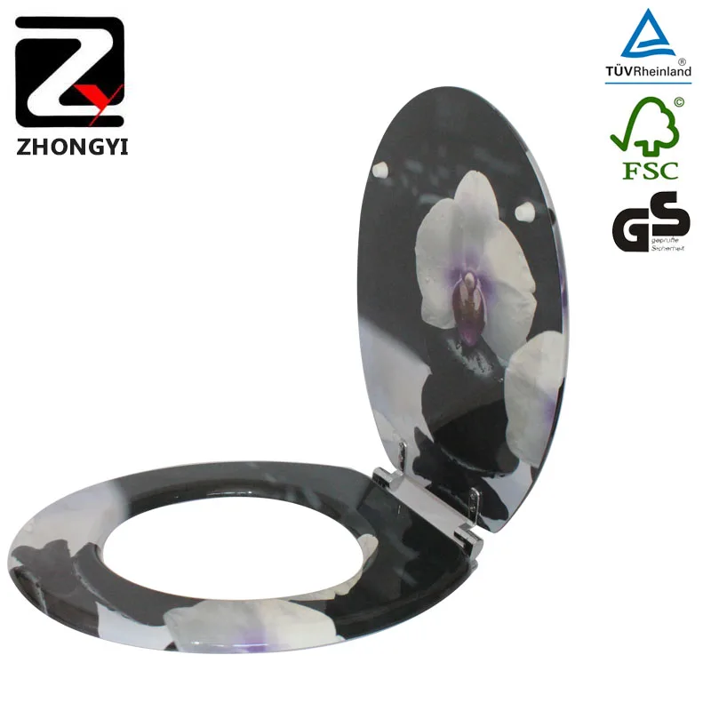 Professional MDF Design Printing Flower Toilet Seat
