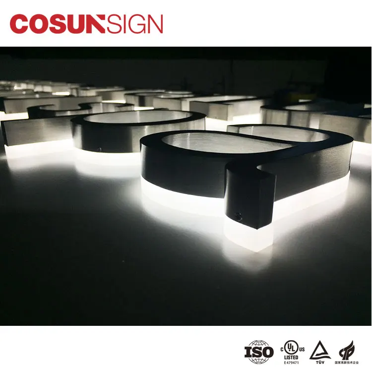Wholesale Back Lit Laser LED 3D Custom Metal Wall Decor Sign for Companies Outdoor