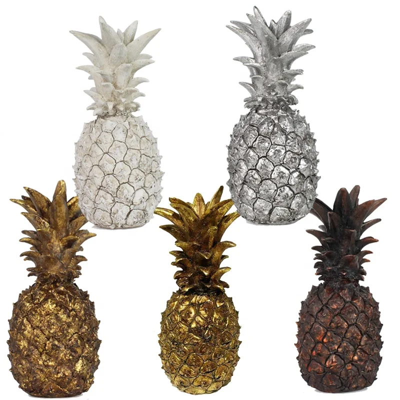 Wholesale artificial gold and silver resin pineapple home decor