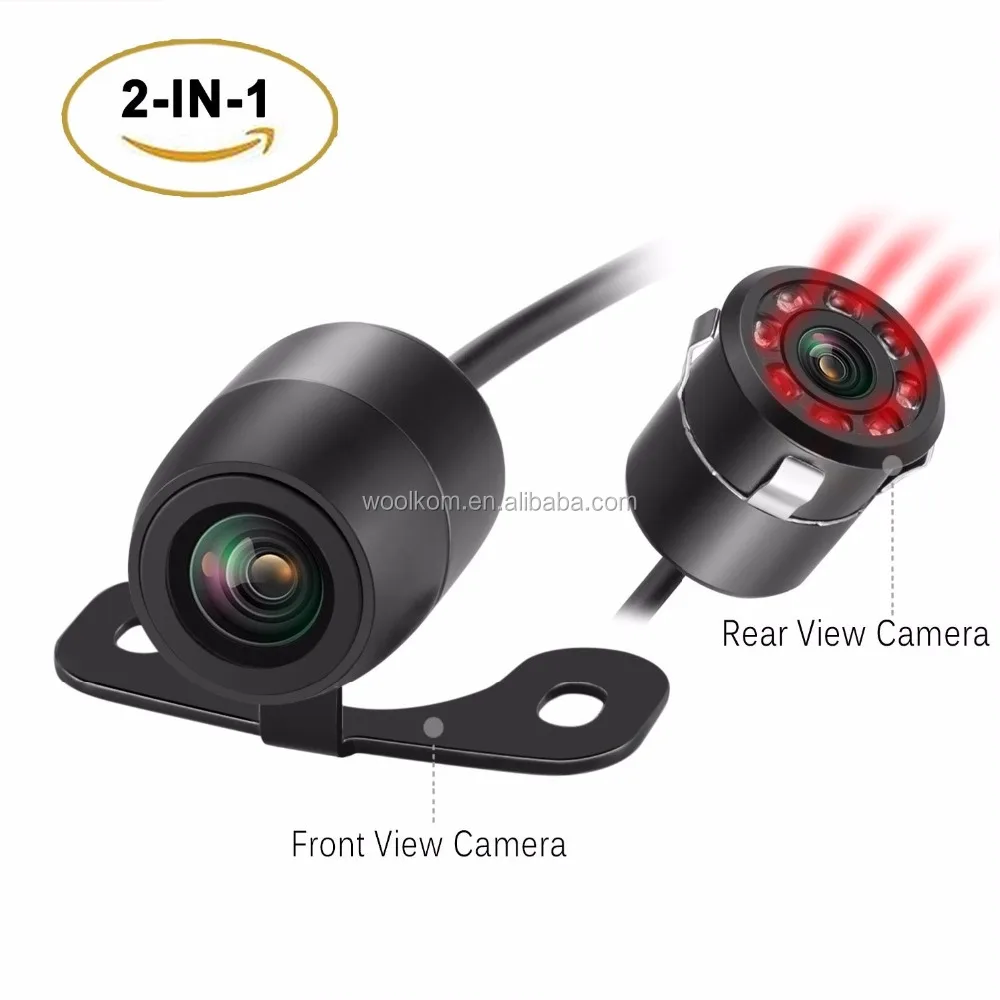 Car Backup Camera 2-in-1 18.5mm Flush Mount & Bracket Mount Auto Rear View Reverse Camera Waterproof Night Vision Front Camera 