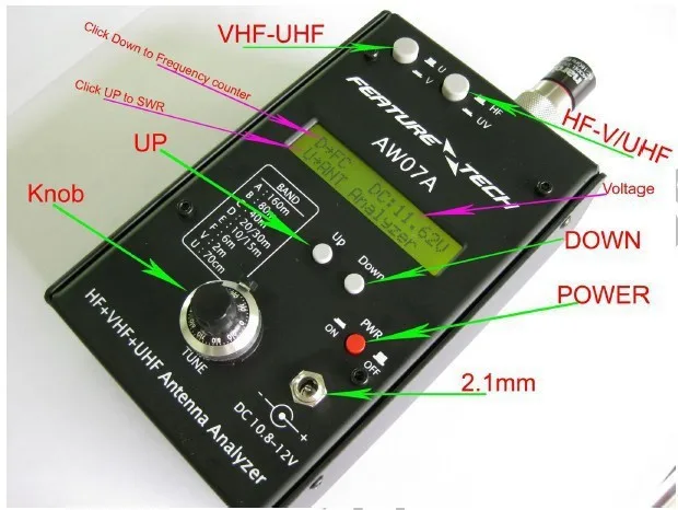 
 Новая Любительская радиоустановка для коротких волн 160 м HF/VHF/UHF сопротивление SWR антенна анализатор AW07A 1,5-490 МГц  