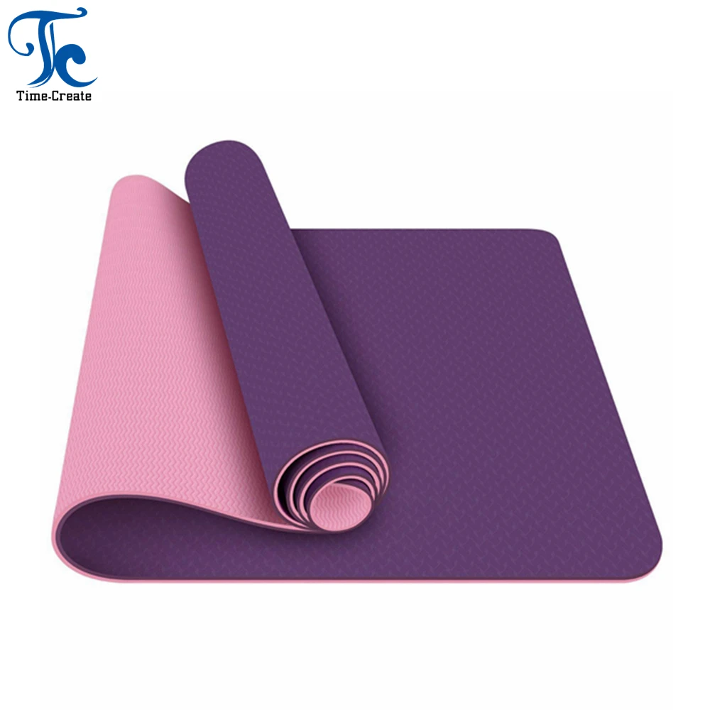 Высококачественный Эластичный Коврик для йоги Timecreate из ТПЭ, экологически чистый моющийся прочный коврик для йоги с принтом логотипа на заказ, коврик для йоги из ТПЭ