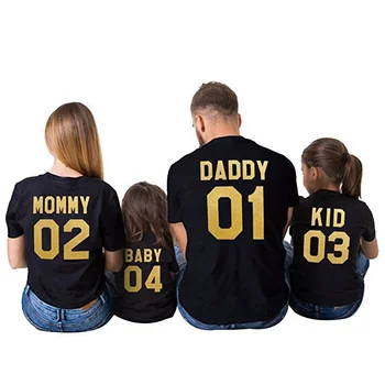 Custom Family Matching Clothing T-shirt Mommy And Daddy Short Sleeve T Shirts Printed Funny Tops Outfits Gift