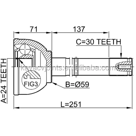 KAWACVJOINTS TO-065A48 OUTER CV JOINT 25X56X26 for Japan Cars