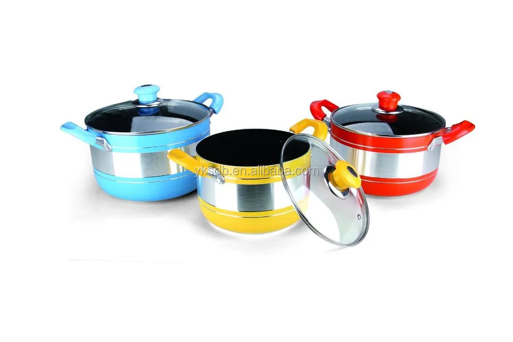 7Pcs Saladmaster Cookware with Nonstick Coating Inside and High Temperature Paint Outside