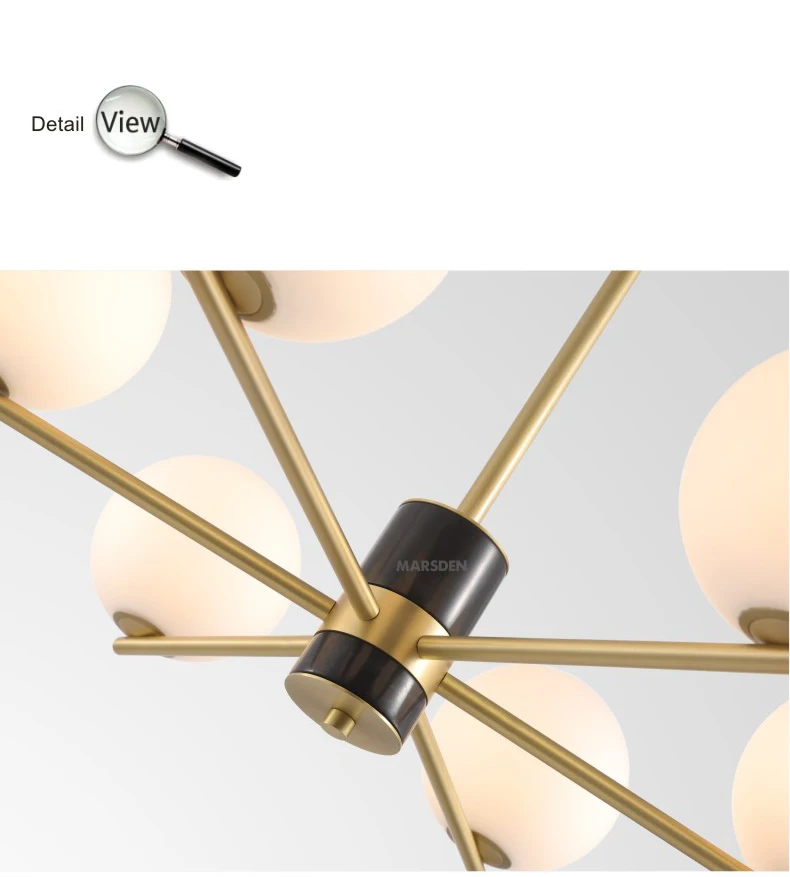 Современная белая люстра MARSDEN, латунная черная мраморная ручная люстра из дутого стекла с хрустальными шариками