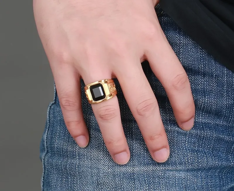 Exaggeration Restoring Ancient Ways Finger Ring Stainless Steel Dragon Shaped Gold Printed Finger Ring