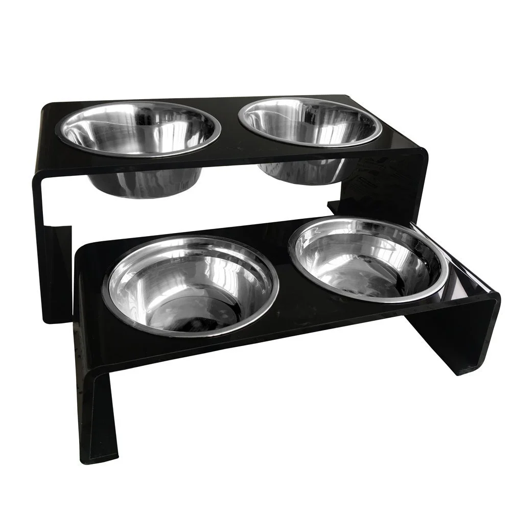 Custom Elevated Acrylic Dog Bowls Feeding Stand Acrylic Pet Feeder