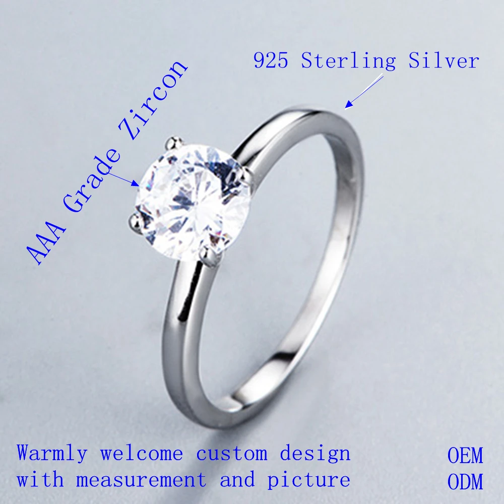 Bague Solitaire Fiançailles En Argent 905 - Taille 60, Poinçonnée, Occasion