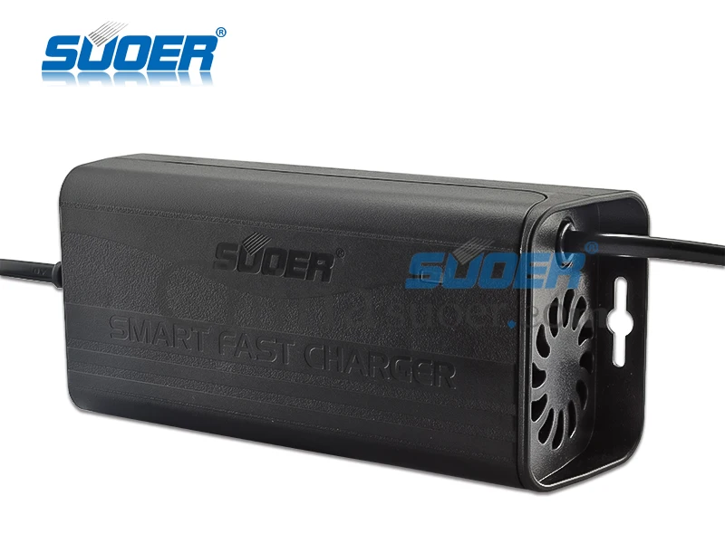 Suoer 12V 3A Smart Fast Charging Universal Car Charger Electric DC & AC Port for Lead Acid Battery Auto & Solar Vehicles