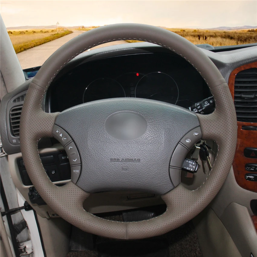 Coffee Custom Steering Wheel Cover for Toyota Land Cruiser Prado 120 2004 2005 2006 2007 2008 2009 Tacoma 2010 2011 4Runner 2003