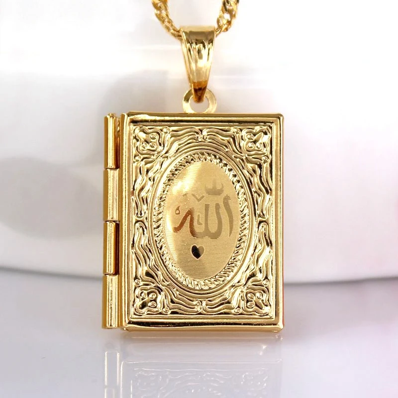 Stainless Steel Allah Bible Locket Pendant Custom Gold Plated