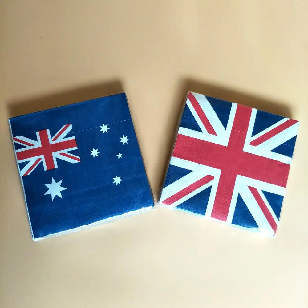 Однослойные одноразовые салфетки с принтом флага