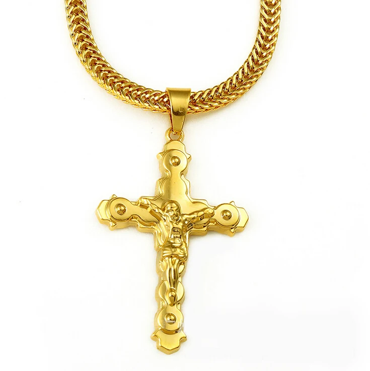 Men's 18k Golden Holy Jesus Crucifix 