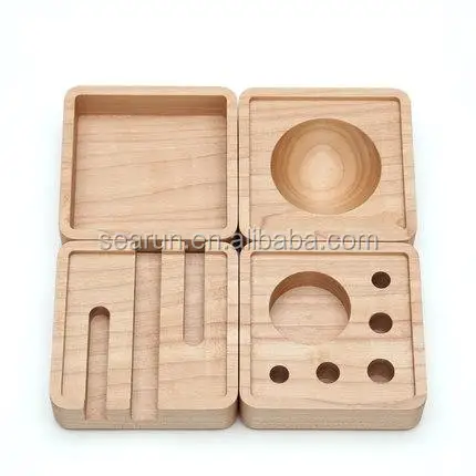 Набор из 4 деревянных настольных органайзеров, офисные канцелярские принадлежности, зажим для ручек, держатель для карт, деревянная подставка для мобильного телефона