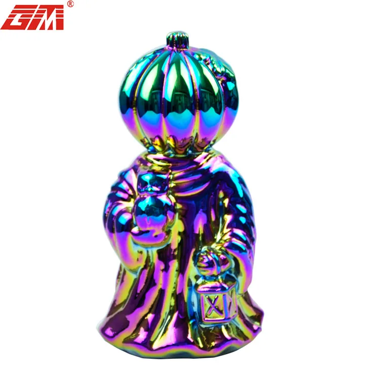 Hot Selling  Glass Made Witch with Pumpkin Head Glass Halloween Night Light Figurine factory