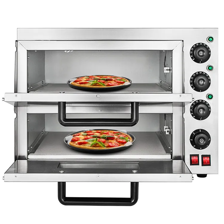 Forno per pizza per pizza, forno elettrico per pizza in acciaio inox, 2000  W, con controllo della temperatura e del tempo per cuocere spuntini per