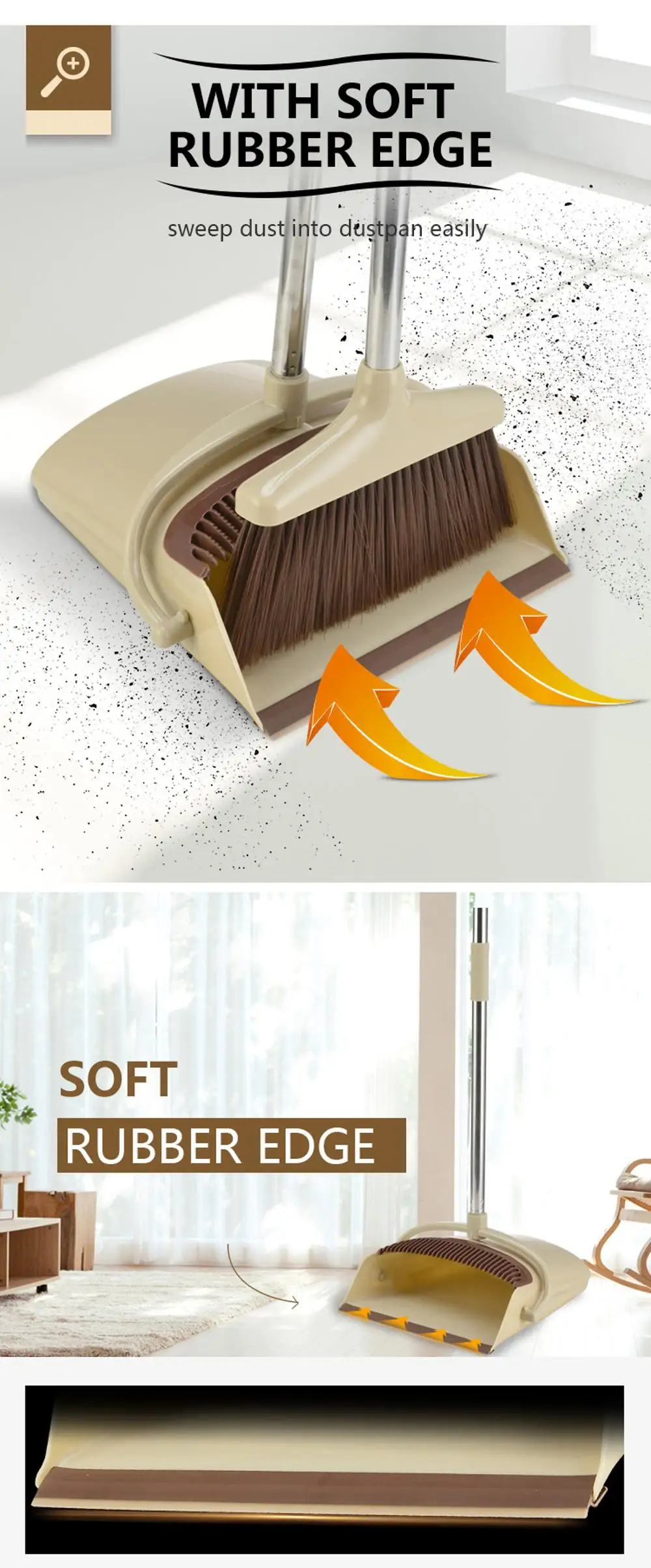 Dust Pan Broom Set With Upgrade Combo And Sturdiest Extendable Long