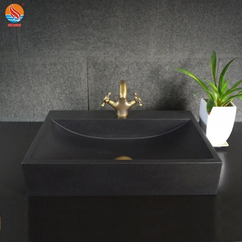 Moden Style Natural Black Granite Sink  Natural Stone Wash Basin