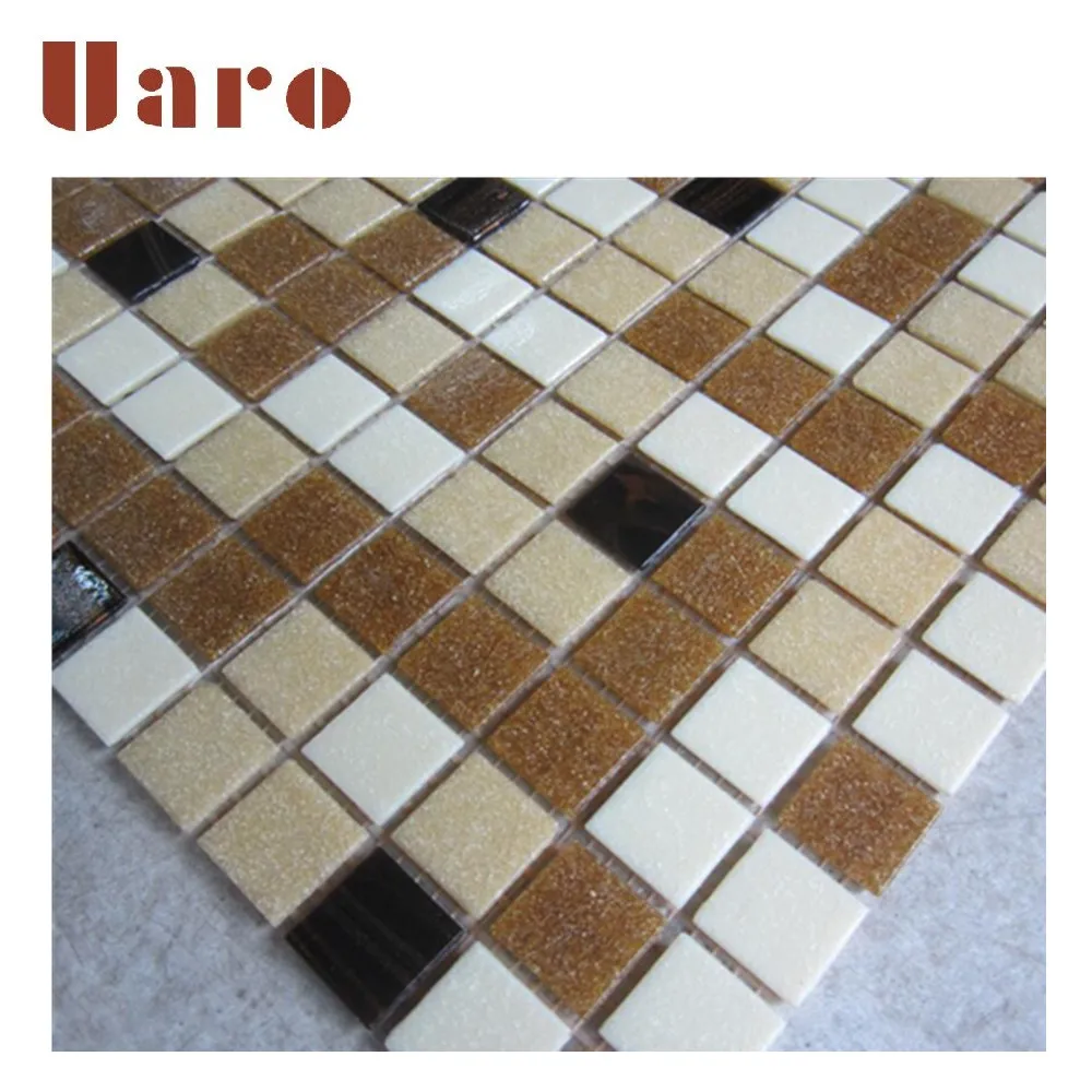 Low Price Swimming Pool Building Materials Glass Brown Mosaic