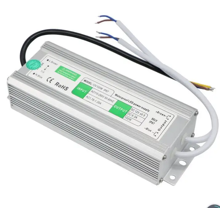 Outdoor 12V 100W IP67 Waterproof Single Output SMD 3528 5050 5730 RGB Strip LED Driver Power Supply Adapter CE for