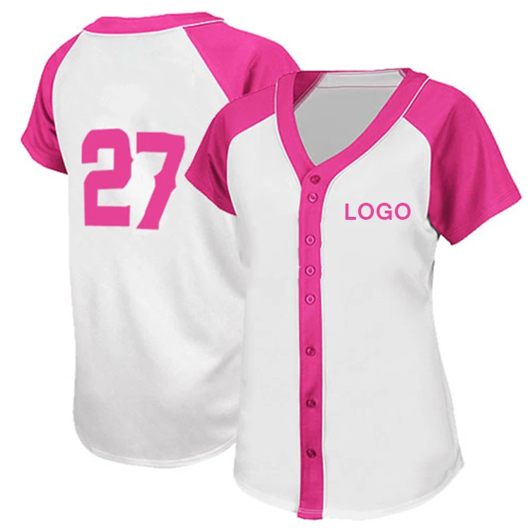 Customized Logo Pink Baseball Shirt for Women - China Baseball Jerseys and  Girls Activewear price