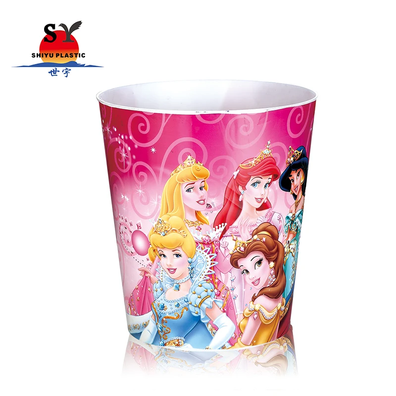 2023 Colorful Eco Friendly Desktop Portable Kitchen Kids Novelty Advertising 3d Lenticular Printing Plastic Cartoon Trash Can