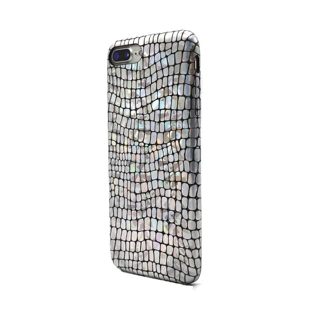 luxury cell cover holographic lizard leather pu phone case for iphone 7 plus