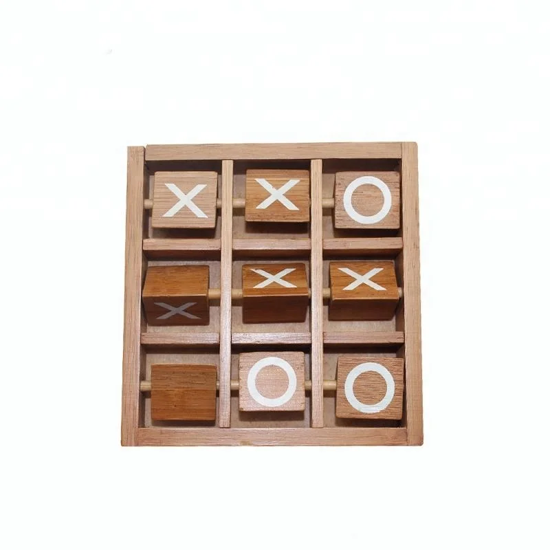 Tic Tac Toe Wooden Board Games Noughts and Crosses Family Travel Game