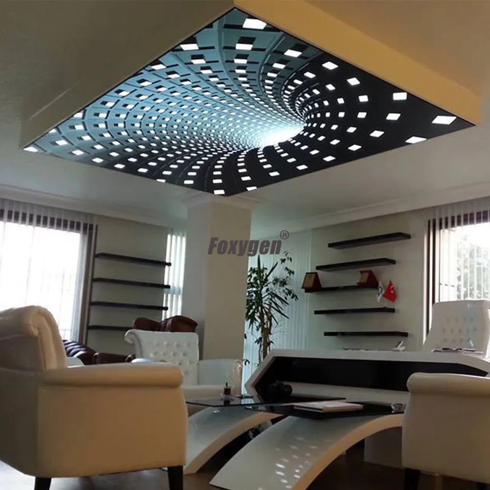 interior decorative pvc translucent 3d custom printed stretch ceiling film-15