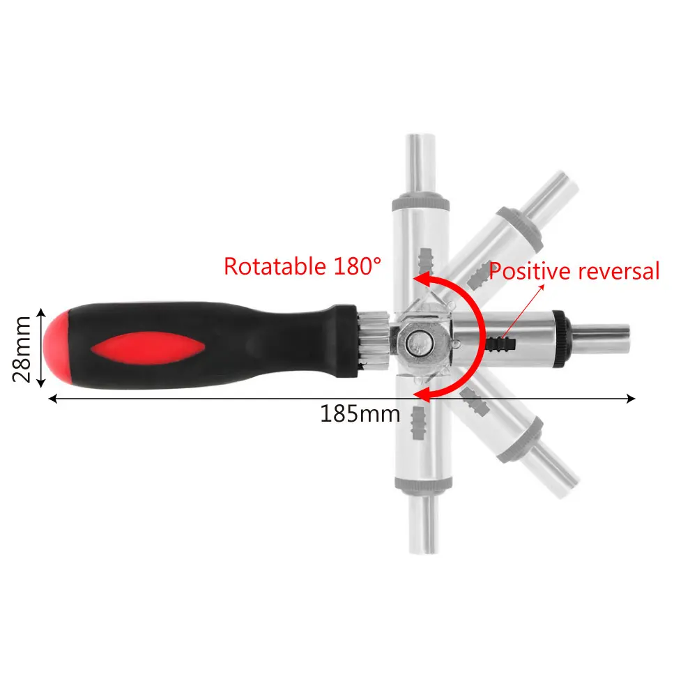 Шестигранный ключ DIYWORK 1/4 дюйма, головка отвертки с положительным и отрицательным направлением, регулируемый на 180 градусов, отвертка с храповым механизмом