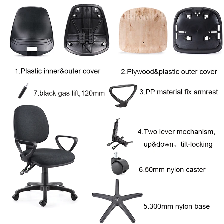 Silla Secretarial Resistente Use Simple Design Low Price Fabric Office Chair  Removing Staff Swivel Chair with Two Handle