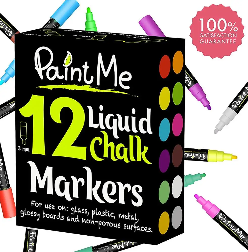 White Chalk Marker Pens,Pack Of 5,For Non Porous Black Paint Board,6mm