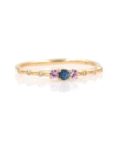 Wholesale High Quality Australia Trendy Style Women 925 Sterling Silver Rings with Blue Red Stone Tiny Thin Delicate Rings