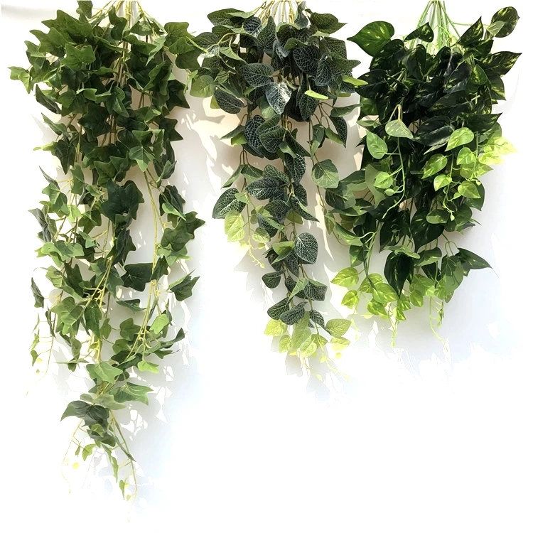 Wholesale Plastic Artificial Green Leaves Green Spring Grass Wall Hangings Plants for Decoration