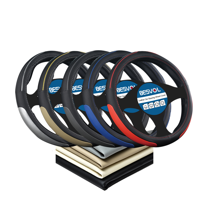 
FX-P-002 пользовательский двухцветный кожаный автомобиль рулевое колесо крышка микрофибра искусственная кожа 