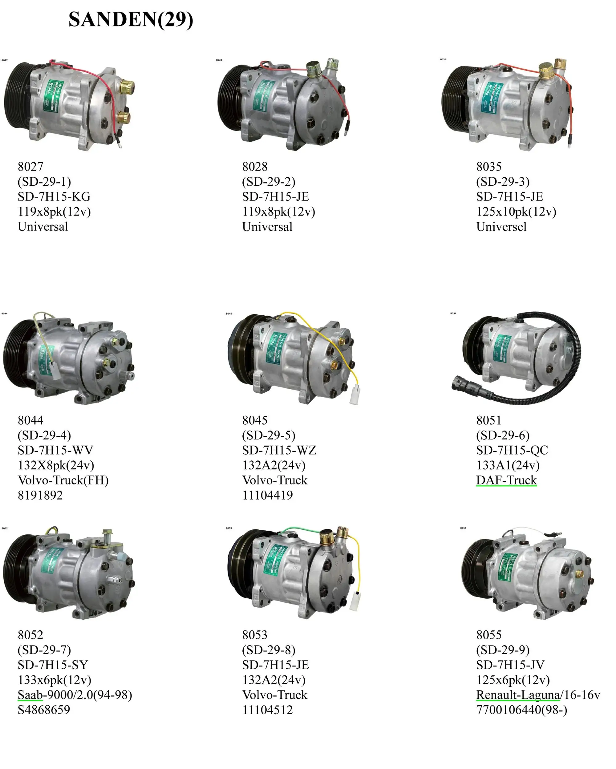 Rgfrost Auto Compressor Rg7h15 24v Universal Rg709 Compressor Buy