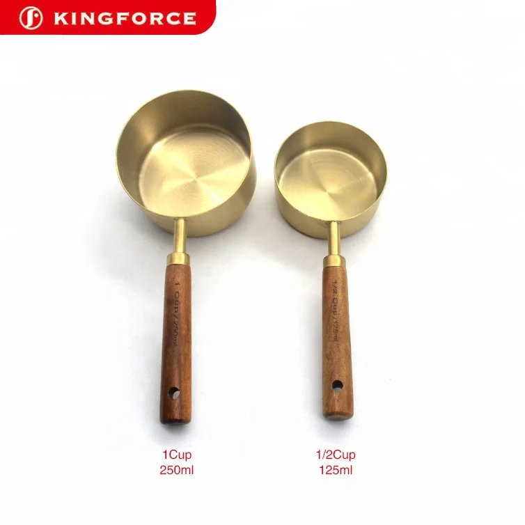 
 Kingforce набор из 8 мерных стаканчиков и мерных ложек из нержавеющей стали цвета розового золота  