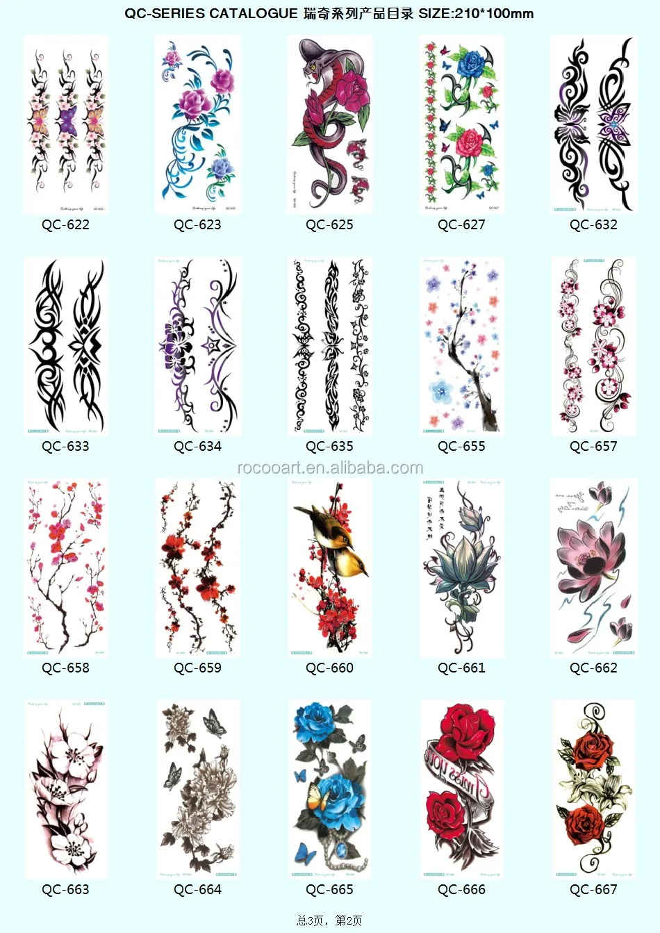QC-657/Fashional Charm Rose Flower Tribal Bracelet Tattoo New Sticker Temporary Tattoo for Women