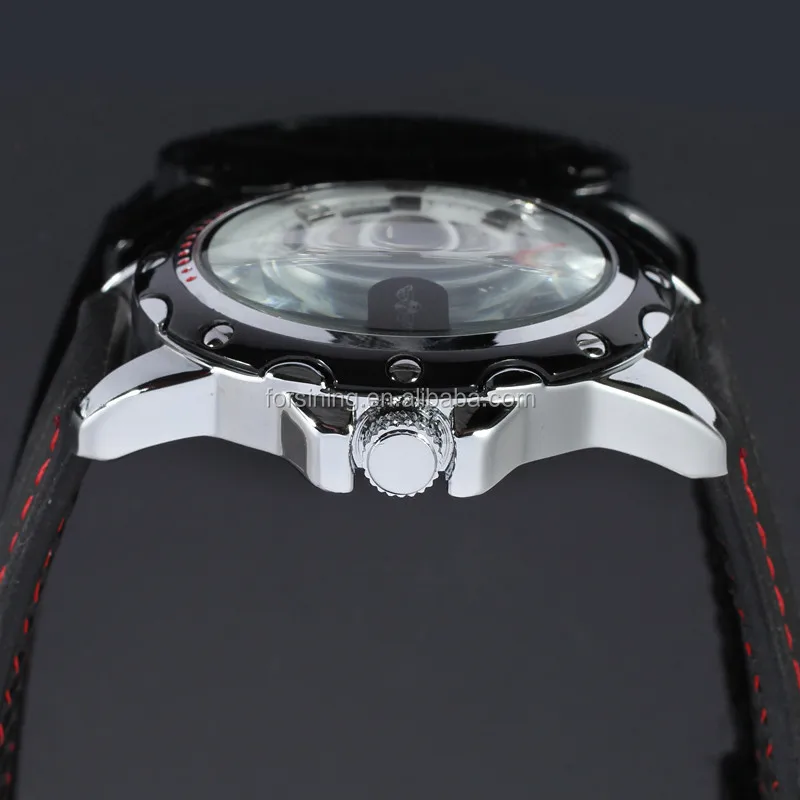 Winner Black Silicone Automatic Skeleton Watch