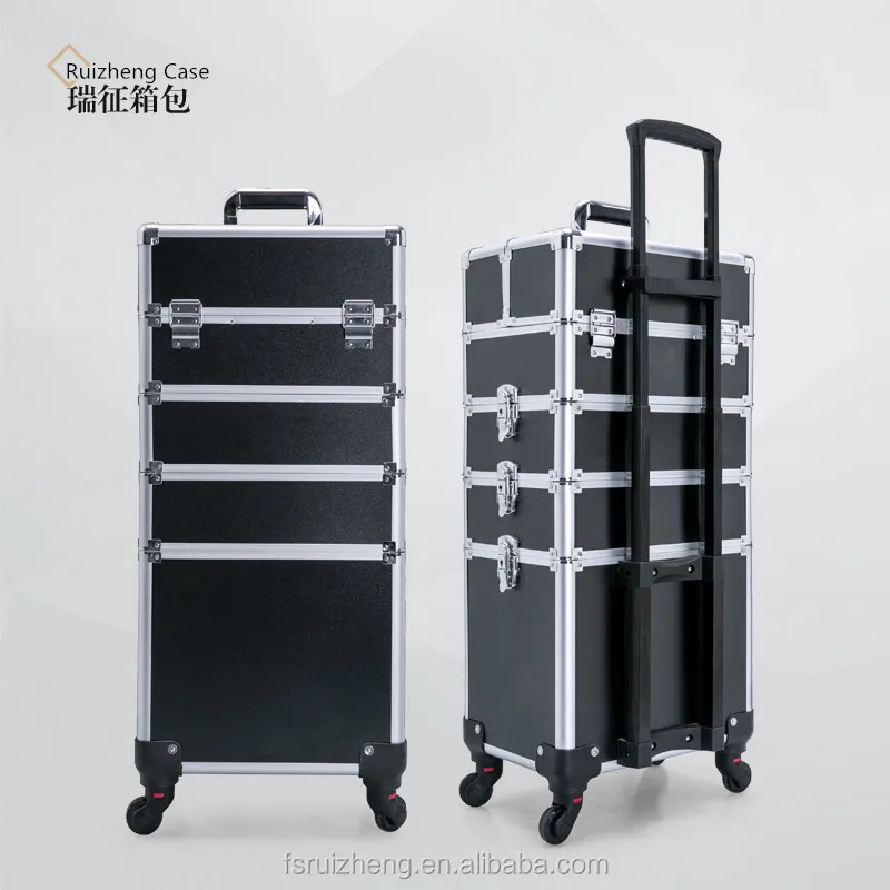 4 in 1 Multifunctional  Trolley Cosmetic Case with Detachable 360 Degree Wheels Rolling Makeup Case