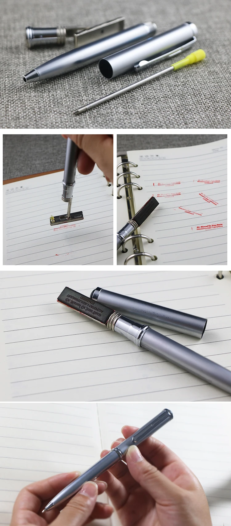 قلم مكتب من شركة تصنيع المعدات الأصلية شخصي بالتحبير الذاتي أقلام ختم قلم حبر كروي للتوقيع المعدني VIP