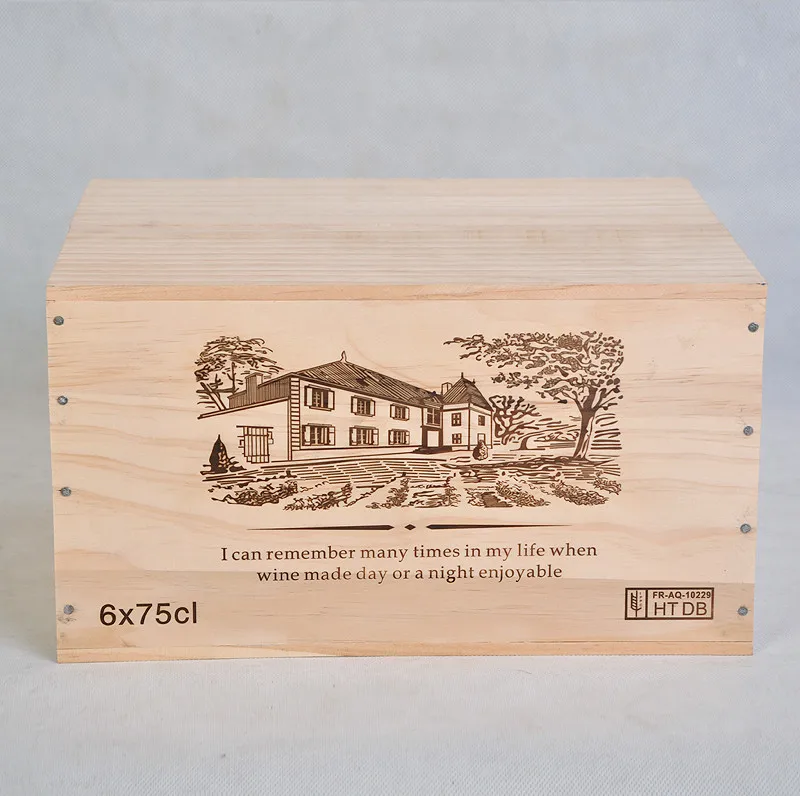 Новый стиль соснового дерева винная коробка деревянная Подарочная для 6 винных