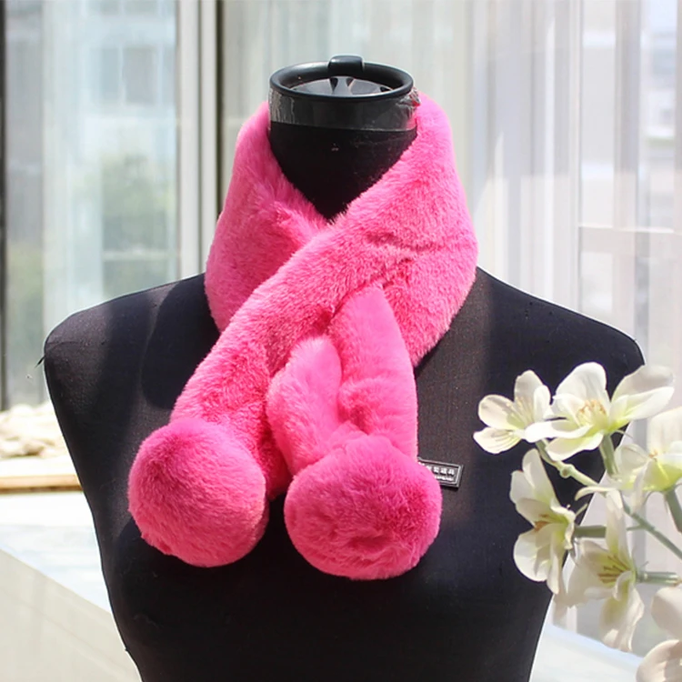 
Оптовая продажа, женский зимний шейный платок с помпоном из искусственного меха, теплые шарфы 