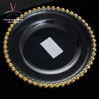 Golden Weddings glass wholesale Tableware gold beaded charger plates