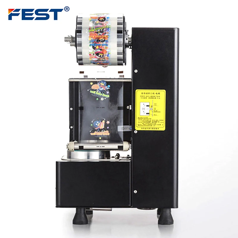 FEST CE Automatic Bubble Sealing Machines Milk Tea 110V/220V Boba Paper Plastic Cup Sealer Machine - Image 5