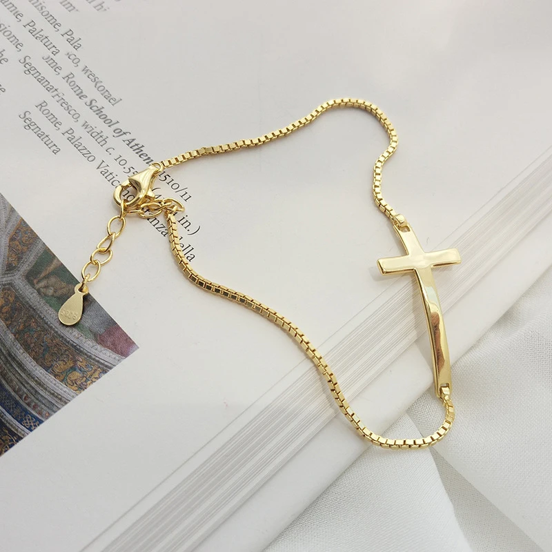 Bracelets Gold Cross Bangle Jewelry 925 