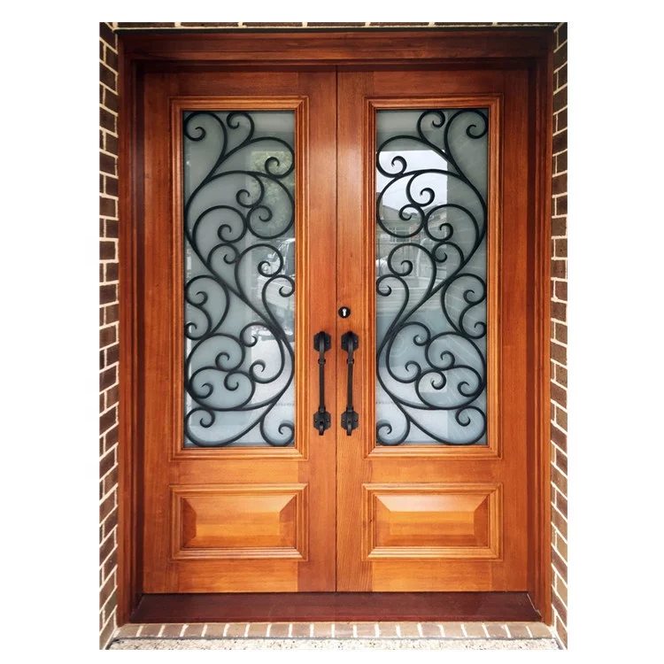 Modern Design Teak Solid Wood Door Wrought Iron Door Buy Wrought Iron Door Teak Solid Wood Door Solid Teak Wood Door Price Product On Alibaba Com