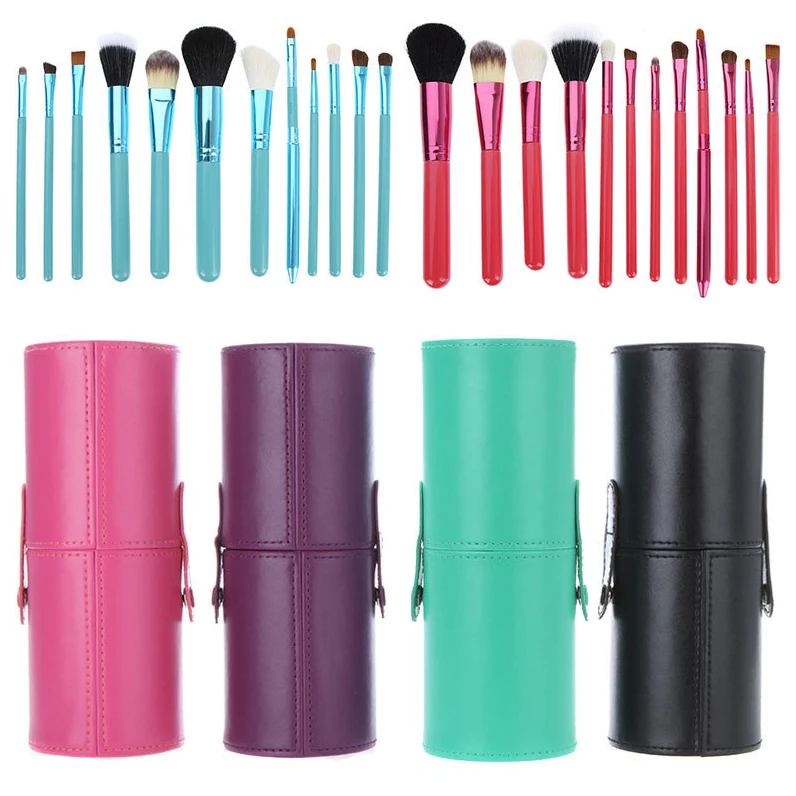 Многоцелевого использования 12 шт. метка частного назначения из синтетического волокна косметический набор кистей для макияжа с чехлом из искусственной кожи ПУ Чехол
