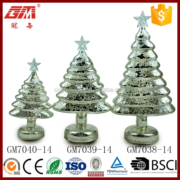 Hot sale glass christmas tree with ornaments christmas tree decoration item factory